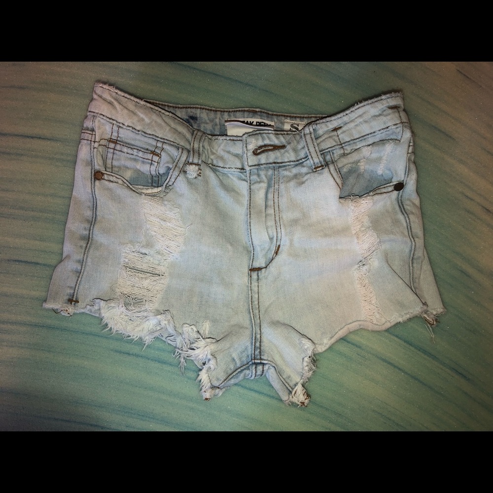 High rise denim shorts. Size small around a 2
